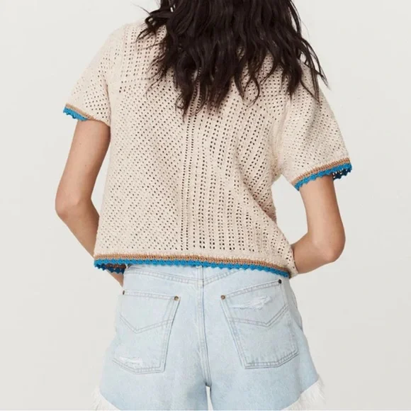 Spell Coastal Granny Short Sleeve Top in Cornflower - Picture 4 of 14